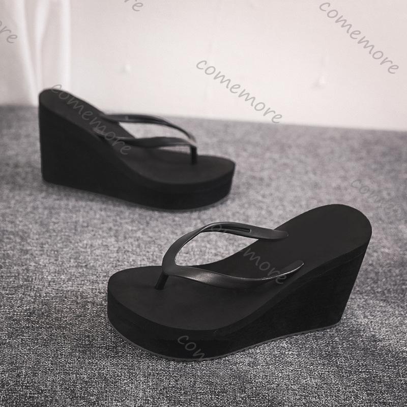 Fashion Comemore Damen Hausschuhe Komfort Sommer Damen Keilabsatz Plateau Hausschuhe Outdoor Strand Flip Flops Hohe Absätze Lässige Pantoletten