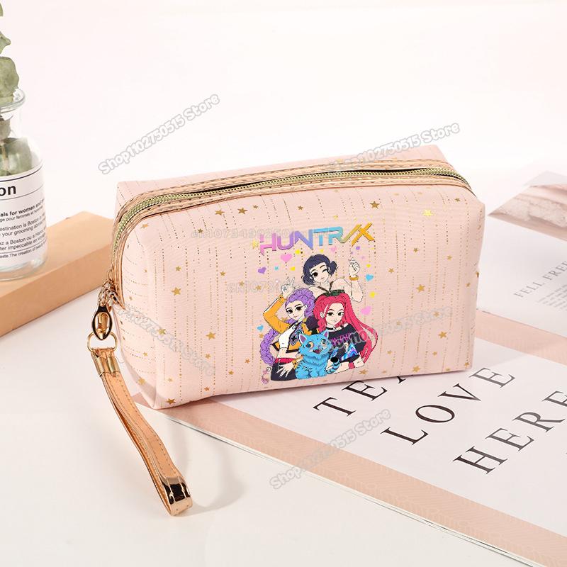 Borsa per Cosmetici Demon Hunters KPop Rumi Mira Zoey Borsa Clutch per Trucco da Ragazza Organizzatori per Pennelli da Trucco da Viaggio da Donna Necessaire