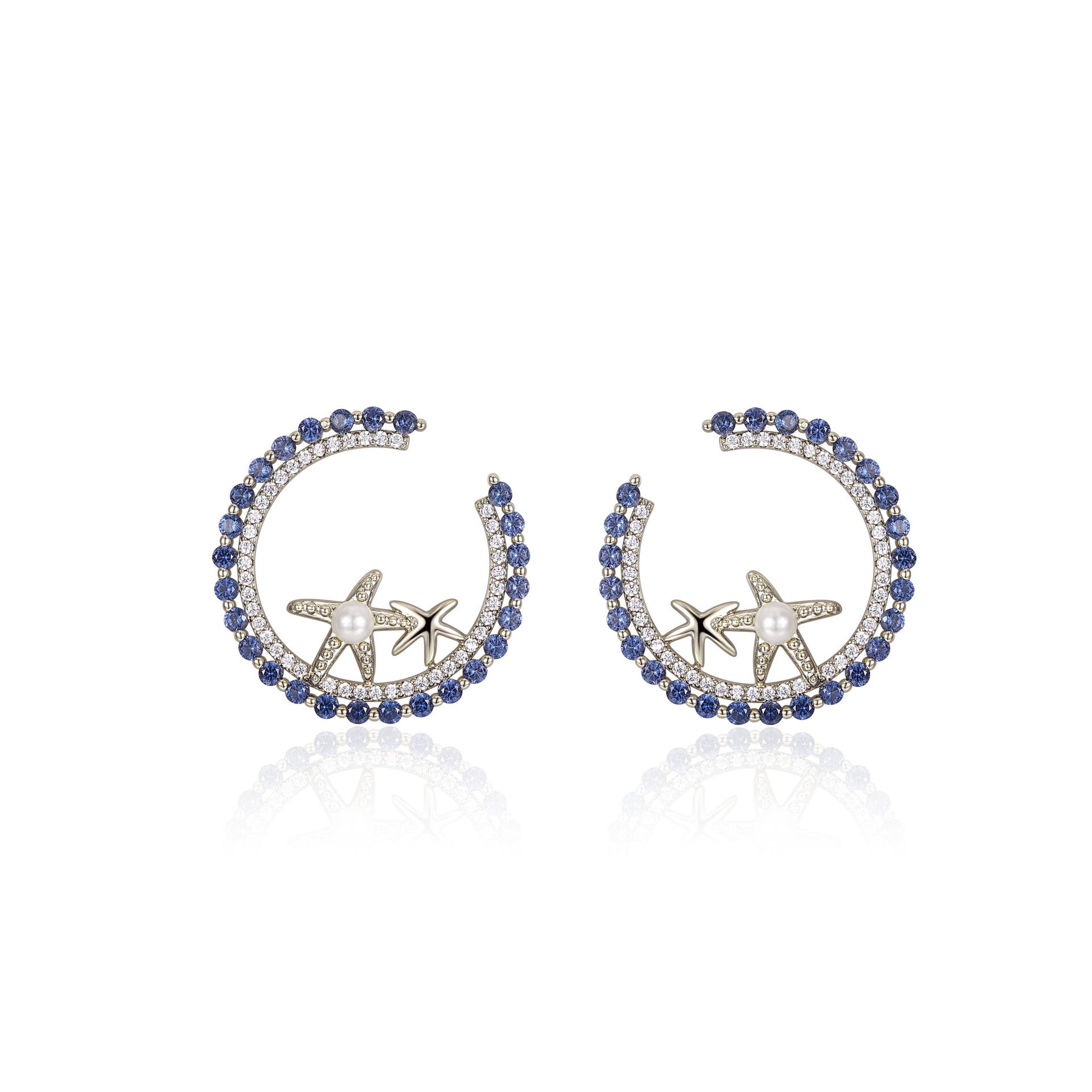 

Danish Designer Starfish Zircon-Inlaid Minimalist Earrings: Elegant, Unique, and Exquisite Design. золотой/кофейный