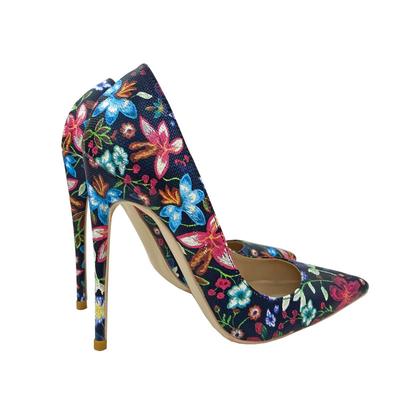 Moda Nuove Scarpe da Festa Ricamate Graffiti Moda Scarpe da Banchetto 12CM10cm 8cm a Punta Tacco Alto Sottile