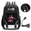 Anime JOJO Jonathan Joestar Golden Experience Backpack School Bookbag with USB Port Laptop Compartment for Boys Girls Travel Bag