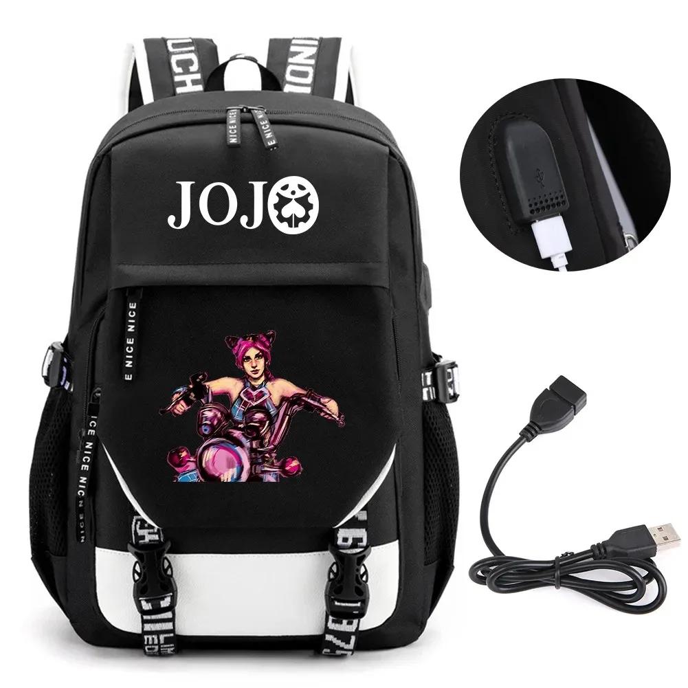 Anime JOJO Jonathan Joestar Golden Experience Backpack School Bookbag with USB Port Laptop Compartment for Boys Girls Travel Bag