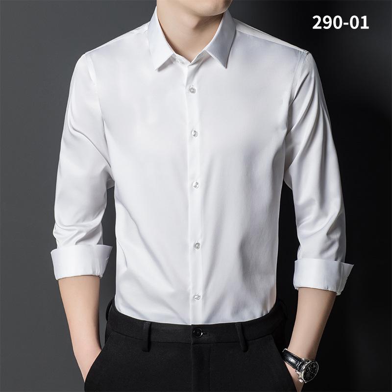 Trend 2024: Pánská formální košile Slim Fit z morušového hedvábí - Nežehlivá profesionální pracovní oděv