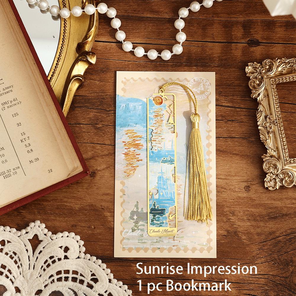 1 Pc Retro Floral Painting Metal Bookmark Hollow Bronzing Bookmark with Tassel for Book Club Reader Writers Book Lovers Students