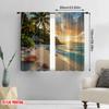 2D flat printing 2pcs Scene Curtains Tropical Island Cottage Scenery Versatile 100% Polyester  Without Electricity Festive