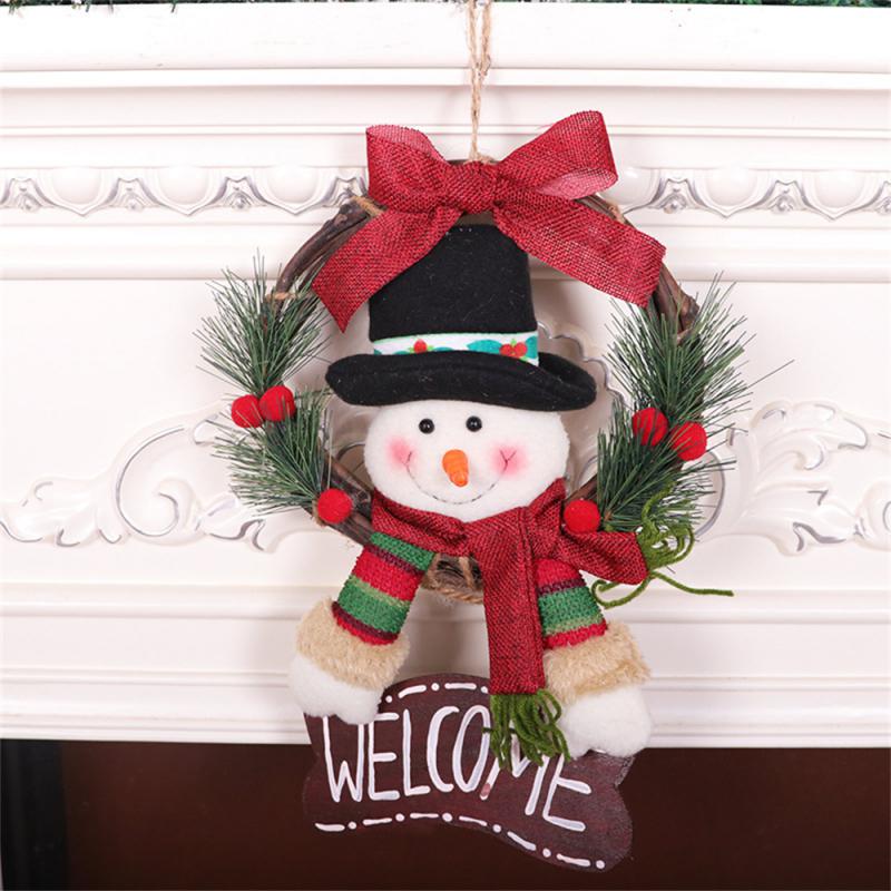 Christmas Wreath Garlands Santa Claus Snowman Hanging Garland for 2025 New Year 2024 Xmas Navidad Decoration Ornaments