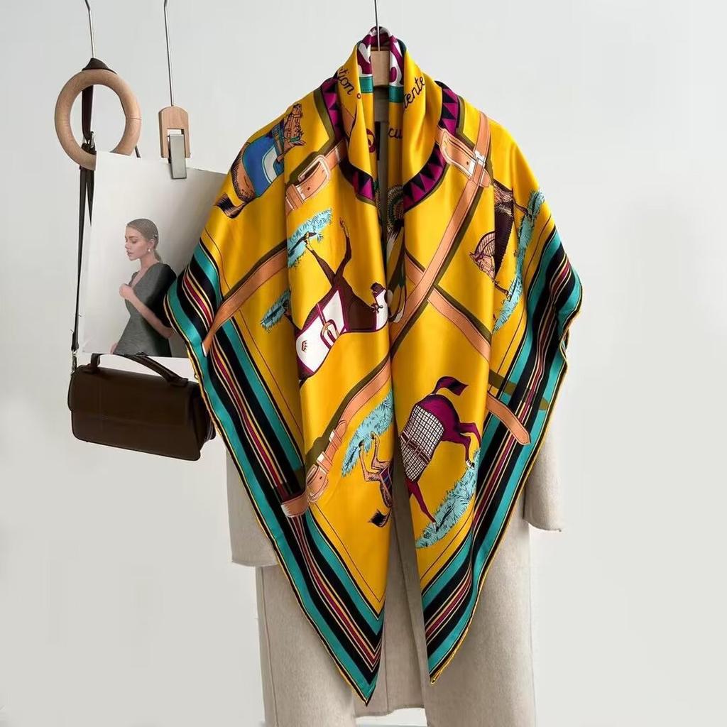 111 mulberry silk square scarf women's 111CM heavy silk shawl Hangzhou silk high-end versatile mother silk scarf
