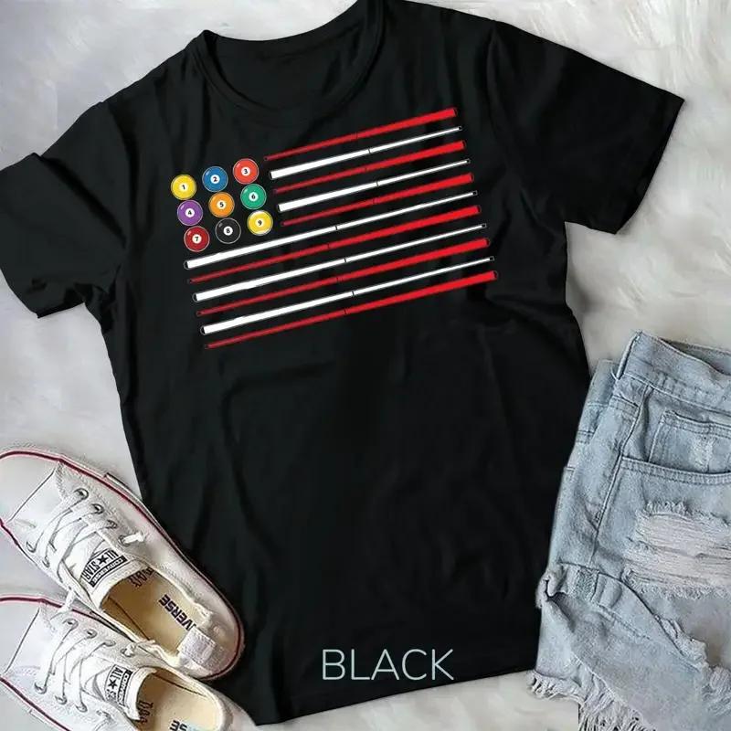 Billiards American Flag Cue Pool Balls Billiard Player Gift Unisex T Shirt Vintage Clothes