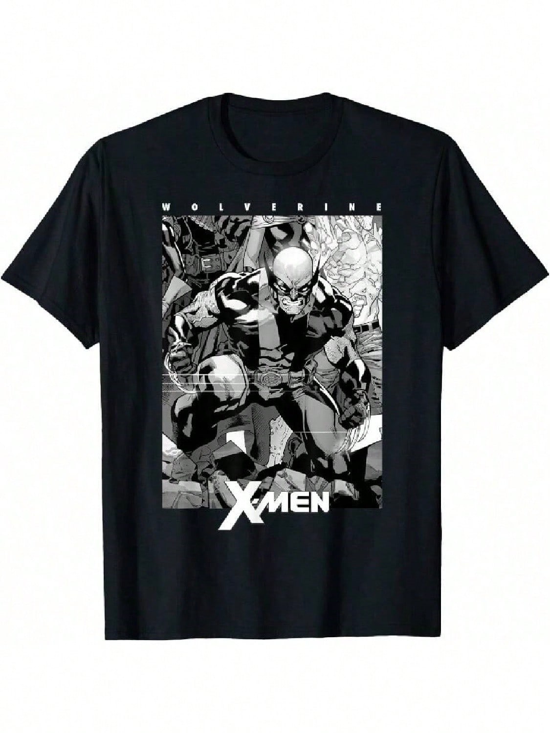 Marvels X-unisexs Wolverine Black & White Comic Panel T-Shirt T-Shirt S