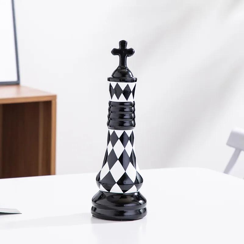 Ceramic Chess Black and White Checkered Chess Ornament Creative Soft Decoration Home Decoration Model Room Home Furnishing Decor