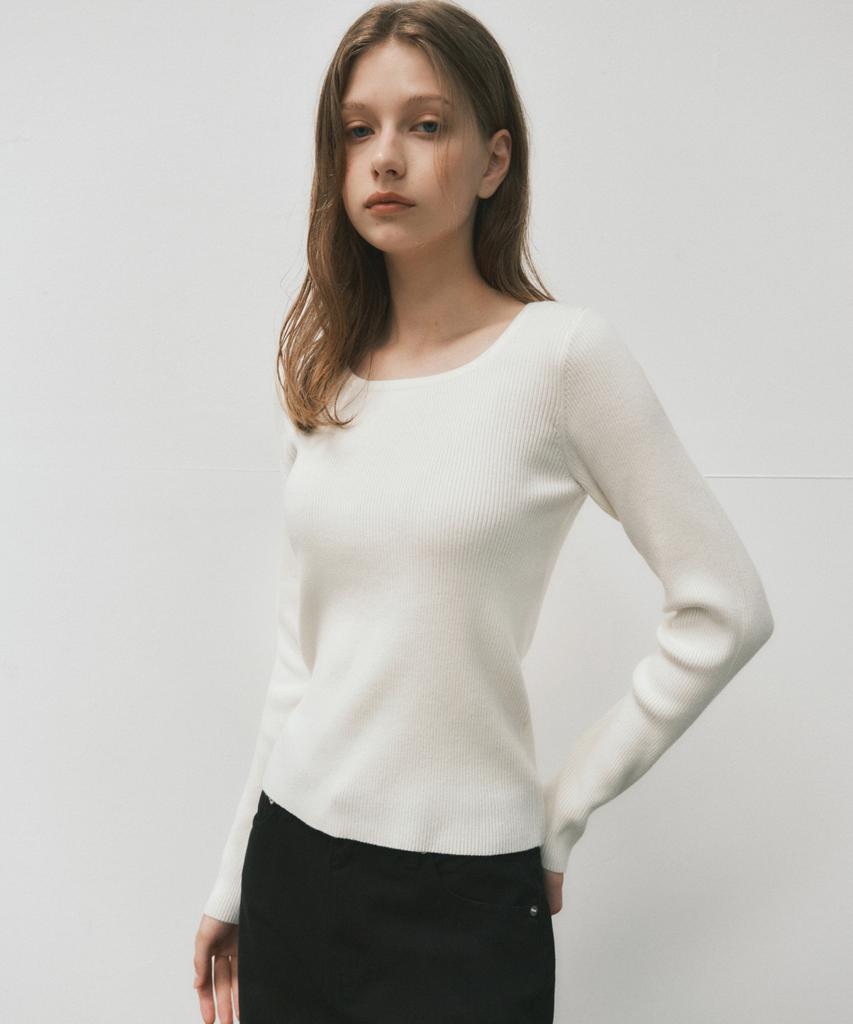 Wednesday Oasis For Woman Jane Square Neck Washable Knit_Ivory(Wc25-Kn33)