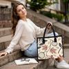 Vintage Floral Canvas Tote Bag Large Capacity Casual Daily Shoulder Handbag for Women Shopping Travel