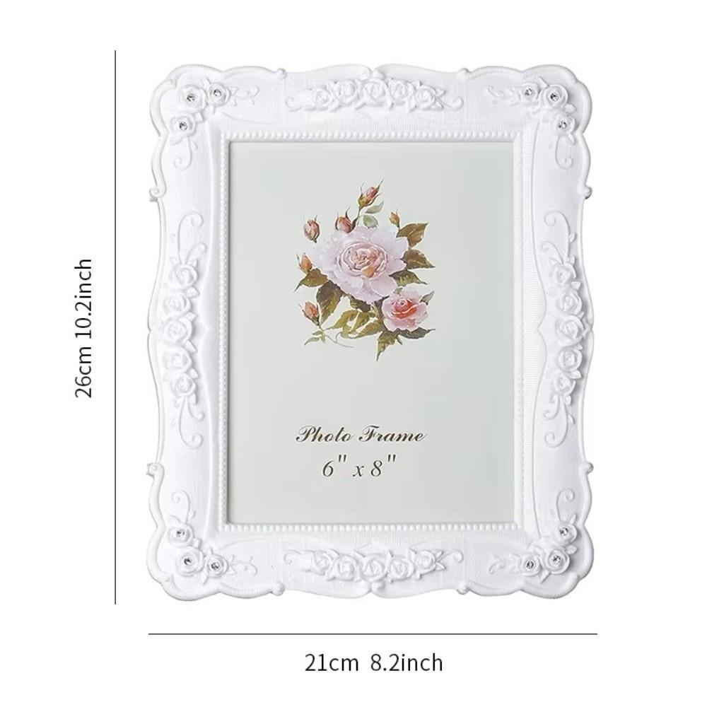 Rose Embossed Photo Frame Resin Desk Photo Frame Classic Picture Frame  For Bedroom Office Desk