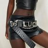 Personalised Y2K Letter  Belt Chain  Butterfly Decoration Belt All-Match Pu Leather Belts Chain