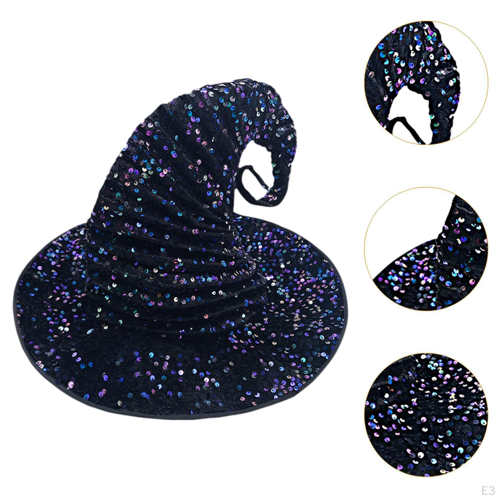 Элегантная шляпа ведьмы для празднования Хэллоуина Purple Sequins — фото 5