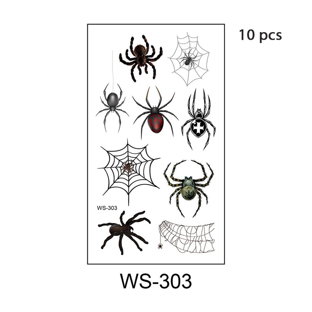 10 Pieces Stickers Sexy 3D Spider Embellishment Transfer Tattoos Halloween Role-playing Parties Women Kids