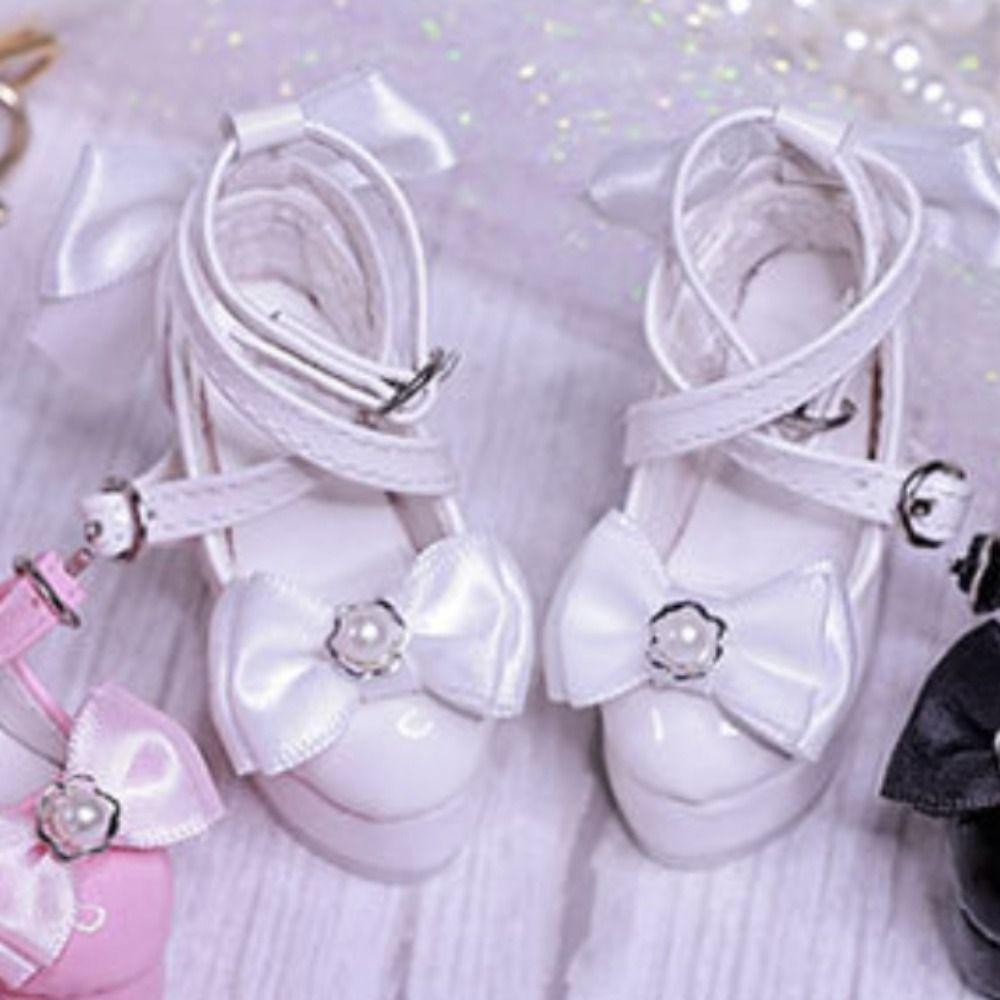 1 Pair 1/3&1/4 BJD Doll's Shoes Pearl Dress Up Doll Shoes Bowknot High Heels  1/3&1/4 BJD Dolls