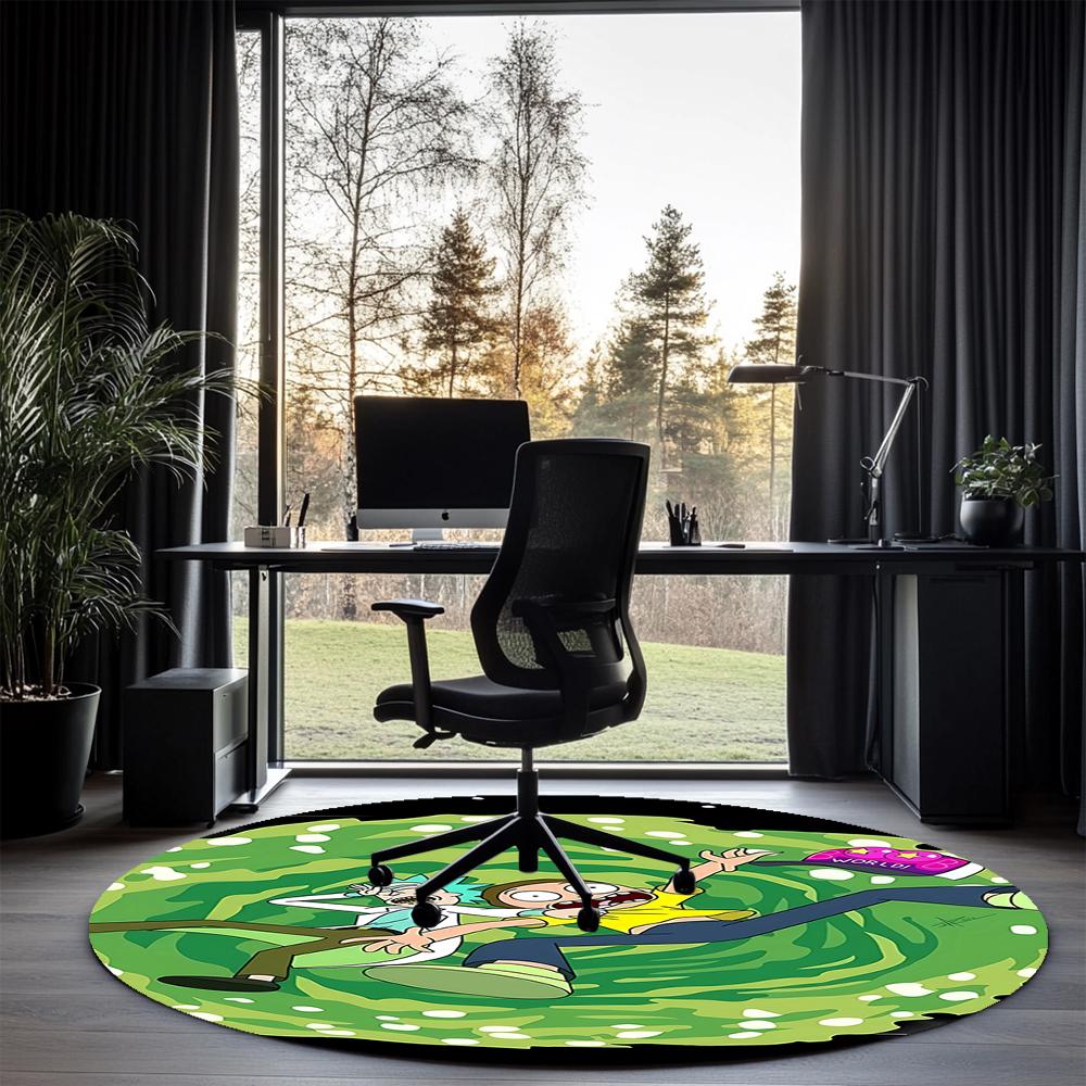 Rick and Morty Printed Round Rug Carpet Chair Rug Area Rug Entryway Doormats,for Office Chair Living Room Bedroom Kitchen Room.