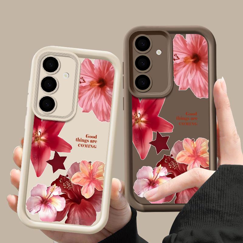 Hülle mit Blumendruck für Samsung S25 Ultra S24 FE S23 S22 A56 A36 A16 A15 A55 A35 TPU Weich Matt Stoßfest Handyhülle