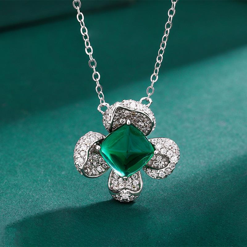 Jewelry Ruby Necklace Emerald Crystal Zircon Necklace Ring Princess Temperament Jewelry Set