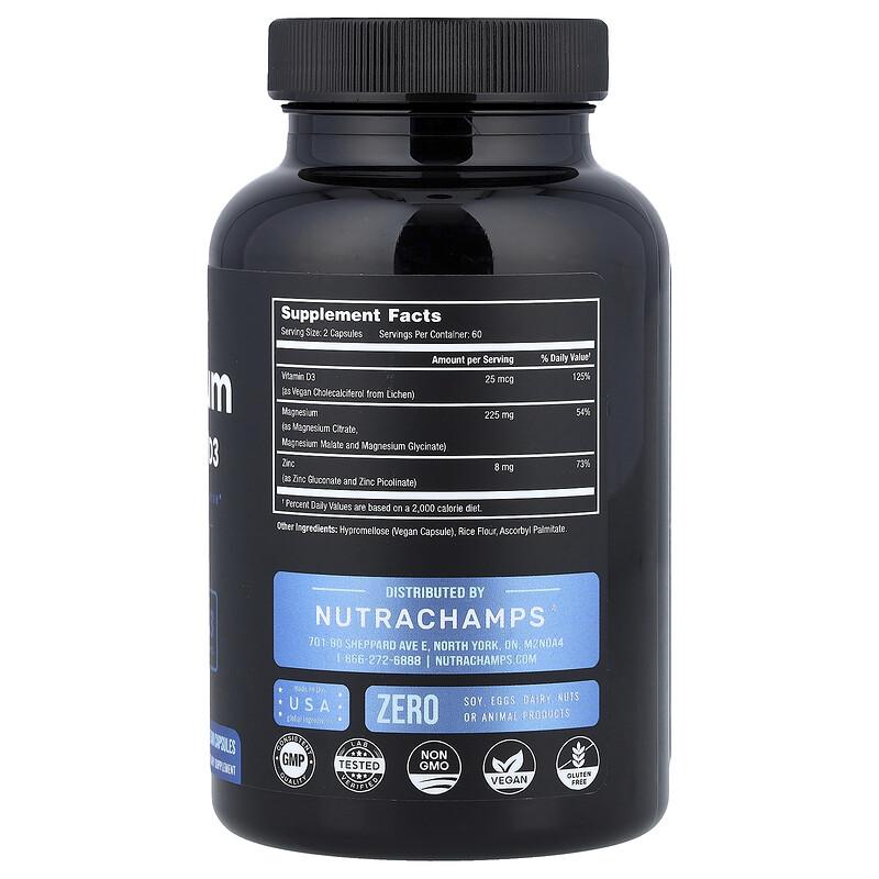 Magnesium, Zinc & Vitamin D3, 120 Vegan Capsules