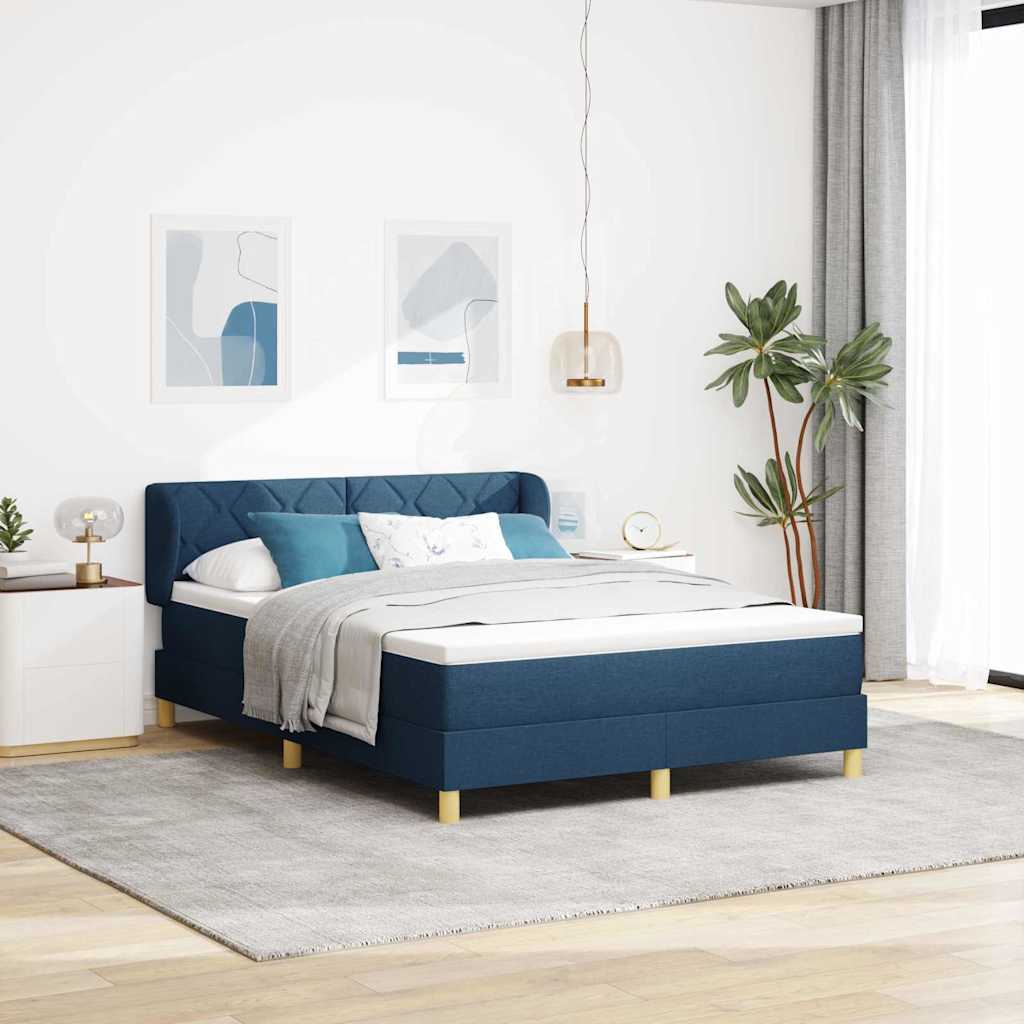 Boxspring bed with headboard Blue 140 x 200 cm Fabric
