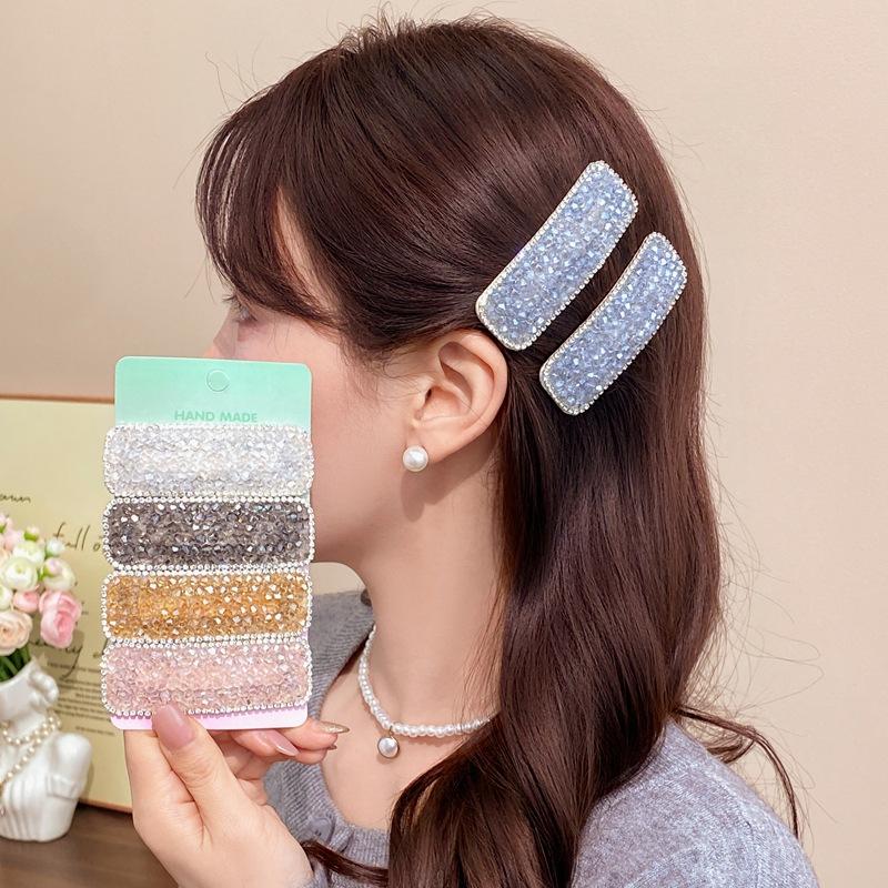 Fresh Rhinestone Crystal Sparkling Hair Clips, Bang Clips, Fashionable Side Clips, Bb Clips, Hair Accessories