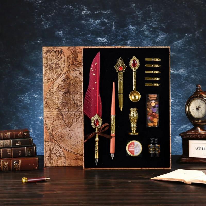 Feather Pen Magic Academy Dip Set With Wax Seal Kit Calligraphy Gift