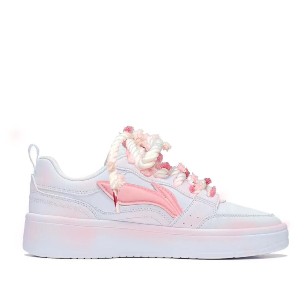 Li Ning Sycee Pink Mist Cherry Blossom Synthetic Leather Abrasion Resistant Lightweight Cushioning Low Top AGCT340-5()