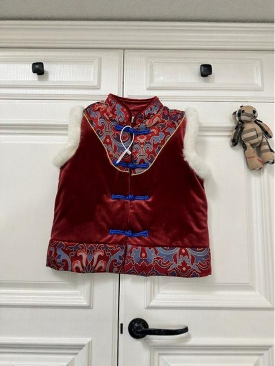 Chinese New Year Girls' Quilted Tang Suit Vest & Cheongsam Dress Set for Siblings