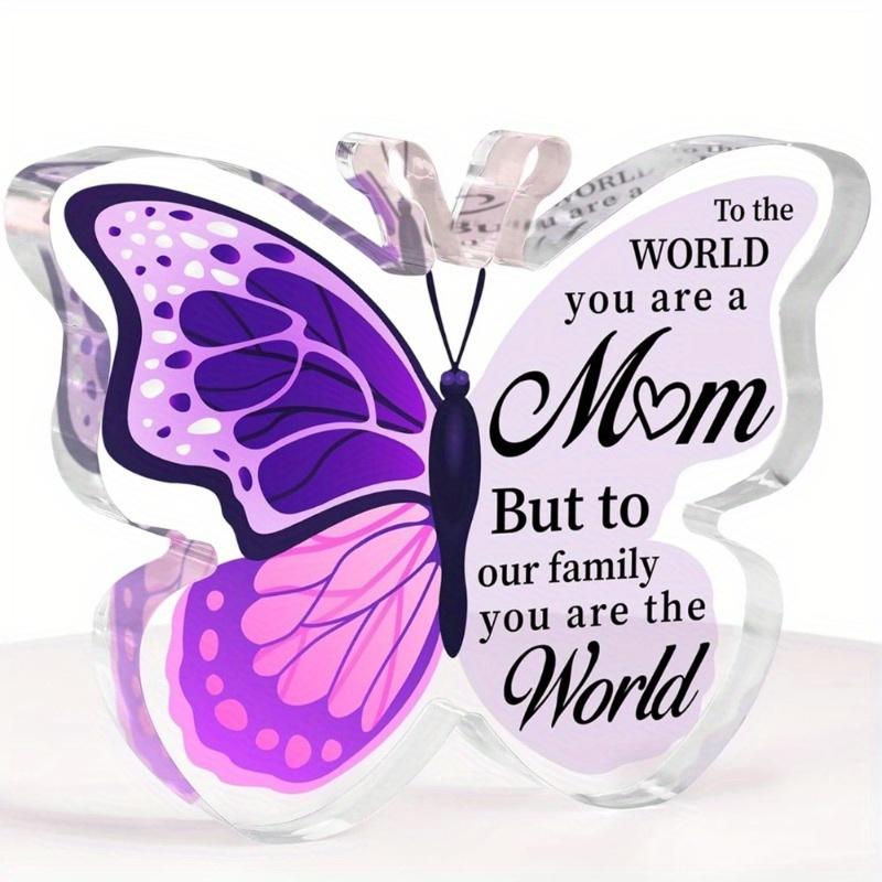 

Butterfly Acrylic Plaque - Perfect Mom Gift for Birthday, Mother s Day & Thanksgiving From Daughter or Son Butterfly Birthday Decorations, Nurseries 11*9cm