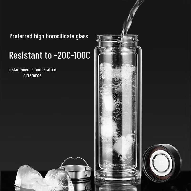FUGUANG G2116 Double-Layer Glass Tea Infuser Water Bottle