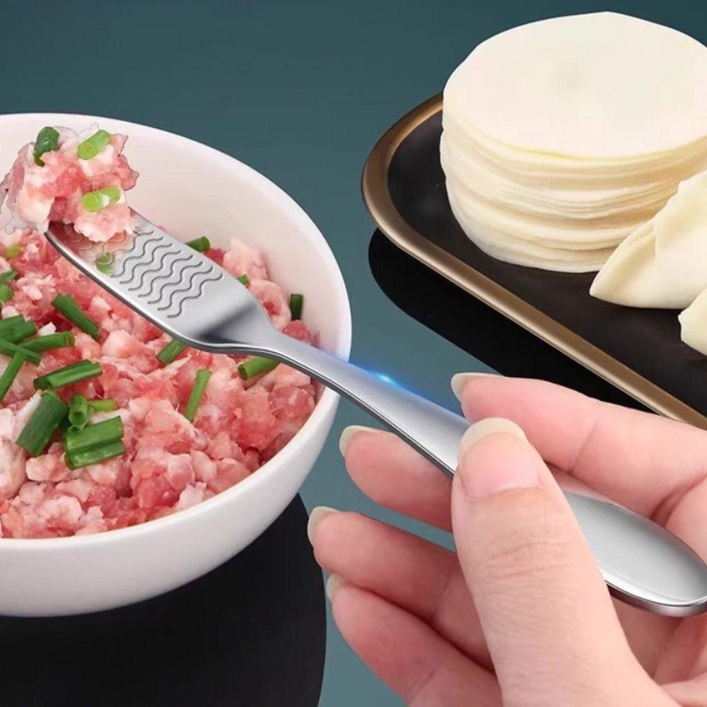 2pcs 316 Stainless Steel Dumpling Filling Spoon Non-slip Bread Butter Spatula Cooking