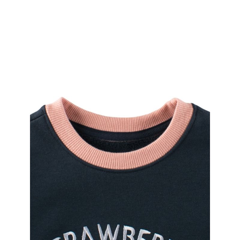 27home Small Children's Clothing Children's Fleece-Lined Sweater Girl Polar Fleece Pullover Autumn and Winter Baby Girl Strawberry Clothes