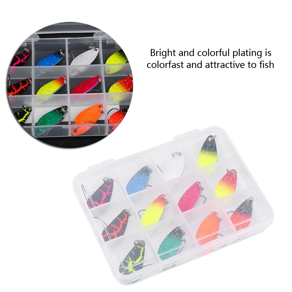 12 ks Slanovodní Kovová Tvrdá Návnada Flitry Lžíce Rybářský Háček Nářadí Příslušenství