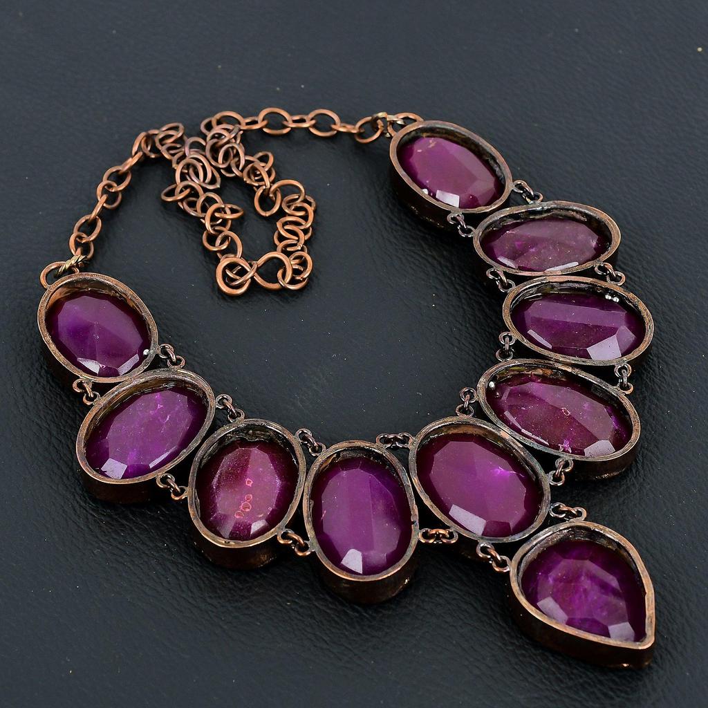 Ruby Necklace, Copper Electroformed Gemstone Jewelry, Handmade Necklace Amazing Jewelry, Gift For Her