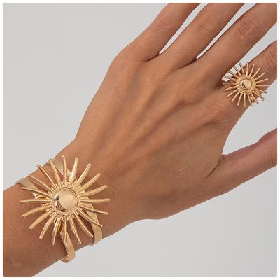 Persönlichkeit übertrieben Sonne hohl Hand Schmuck Frauen, Retro ethnisch Urlaub Eröffnung verstellbares Armband