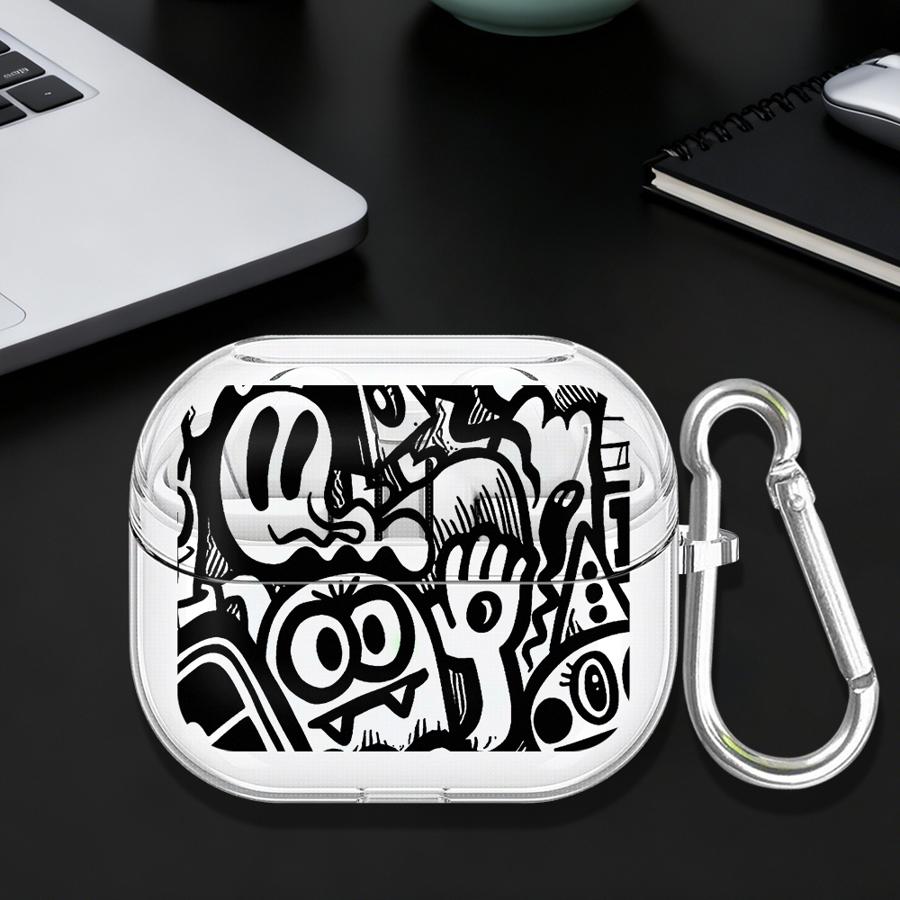 Street Graffiti Art Clear Earphone Cases Cover With Hook Case For Samsung Galaxy Buds Live 4Pro 2 2Pro 4 Pro 3Pro 3 FE