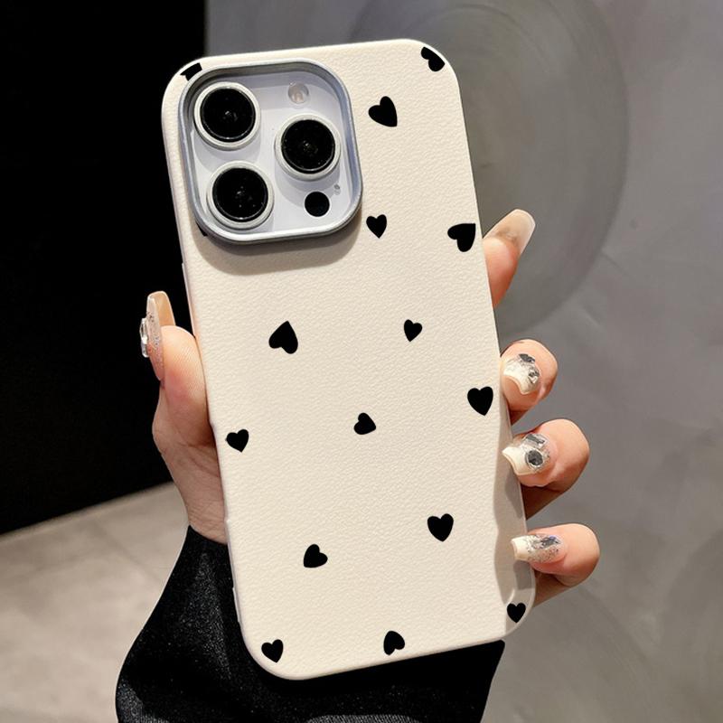 For Magsafe Magnetic Black Love Hearts Matte Phone Case for iPhone 16 15 Pro 14 Plus 13 12 Pro Max 11 Shockproof Soft Tpu Slim Leather Texture Cover
