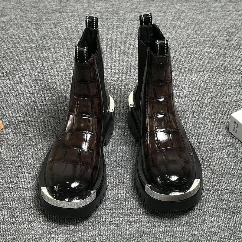 2026 Spring Autumn Fashion Mens Chelsea Boots Thick Sole 3cm Brand Men Ankle Boots Party Male Footwear Black Yellow Plus Size 45