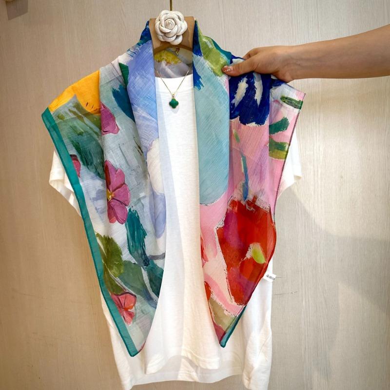 New Chinese Style 90cm Square Scarf Women S Versatile Doli Yarn Scarf For Head And Shoulder