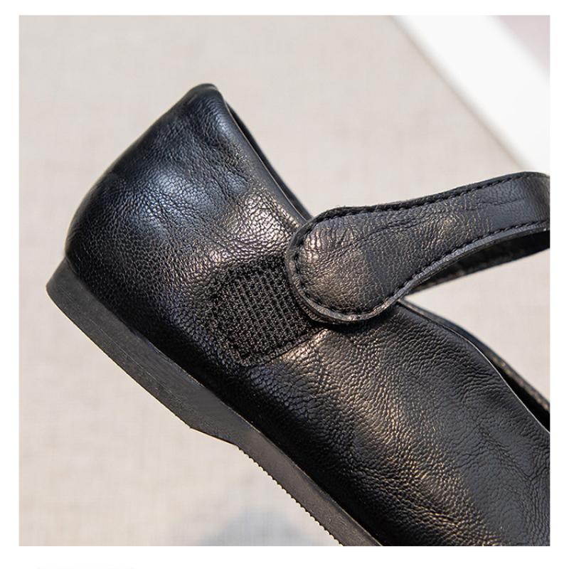 New Korean Style Girls' All-match Round-toe Soft-soled Leather Shoes for Spring and Autumn