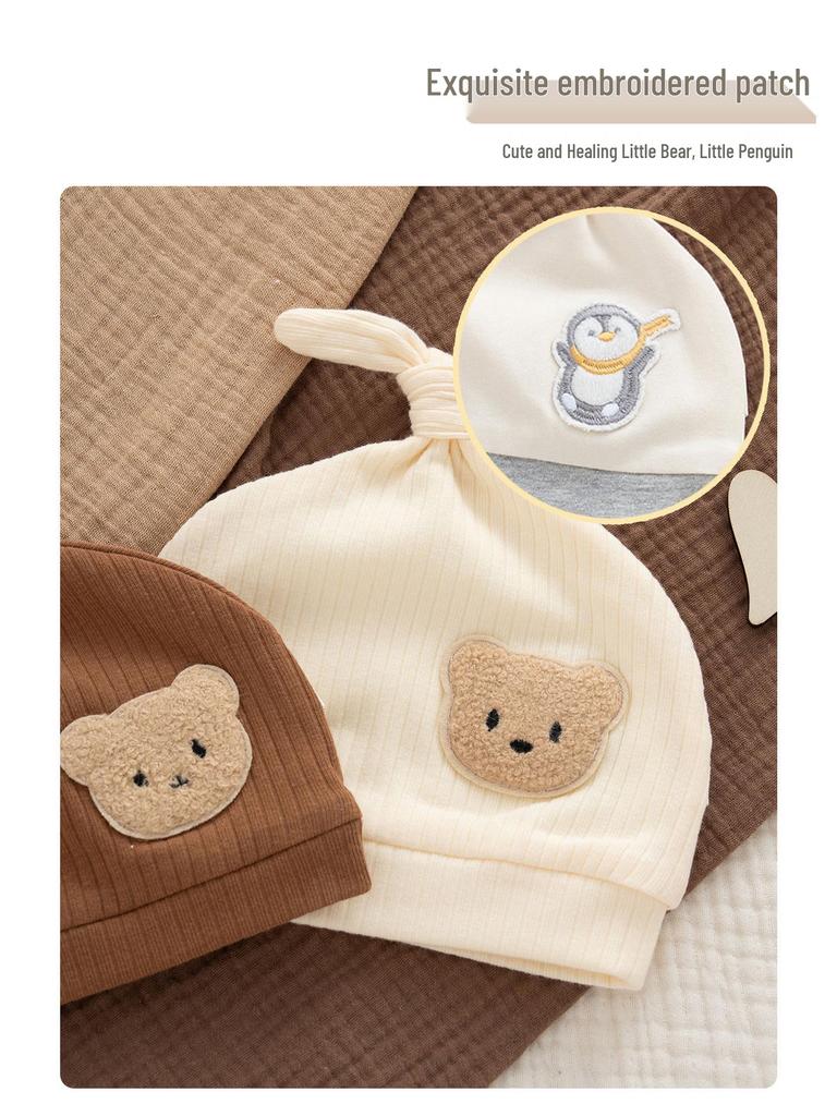 Unisex Yenidoğan Bebek Şapkası, 0-3 Ay, Saf Pamuk, Yumuşak, Çift Katmanlı, Sonbahar/Kış için İdeal
