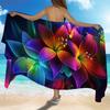 Colorful Floral Sarong, Generous Size Fast Drying Beach Mat for Trips Camping Summer Holidays