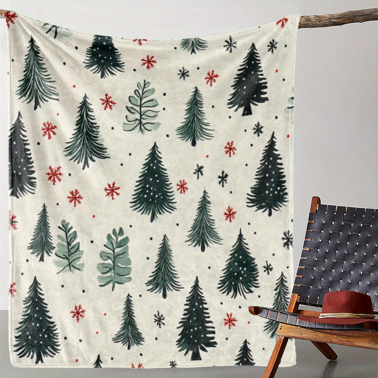 

Винтажный фланелевый плед с принтом рождественской елки и снежинок, мягкий, уютный, теплый, вязаный полиэстер, постельное белье для дивана, кровати, кушетки, Ка 30x40in