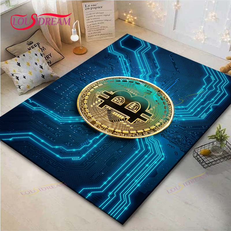 Hot Exquisite 3D Bitcoin BCT Printed Carpet Outdoor Rug Area Rug Non-slip Carpet Bedroom Decor Carpet for Room Gift