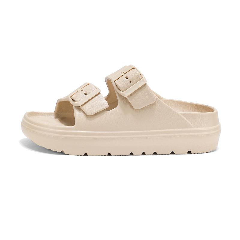 Platform Slippers Women's Summer New Wear Stepping On Shit Feeling Double Belt Sandals Non-slip Breathable Soft-soled Beach Shoes