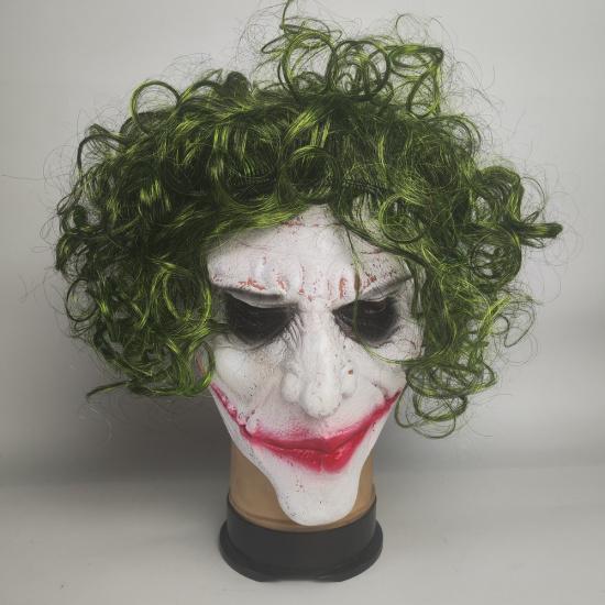 

Red-haired terrifying clown mask, terrifying hooded clown headgear, Halloween horror makeup, Buddha and devil mask Batman Joker