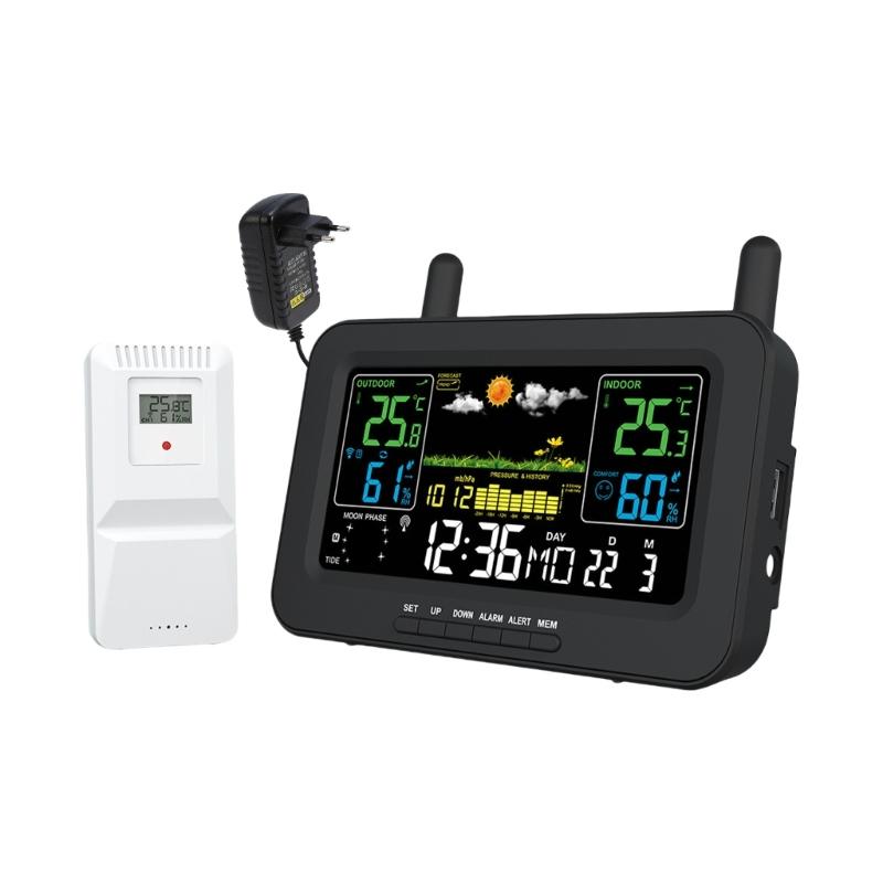 Automatic Time Calibration Wireless Thermograph Hygrometer Clock Color Screen Temperature Alert For Nursery