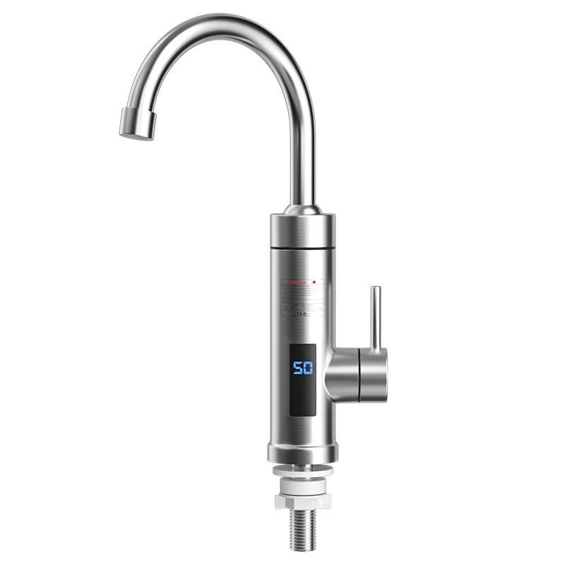 3000W Instant Electric Hot and Cold Water Tap, LED Display, Stainless Steel Silver